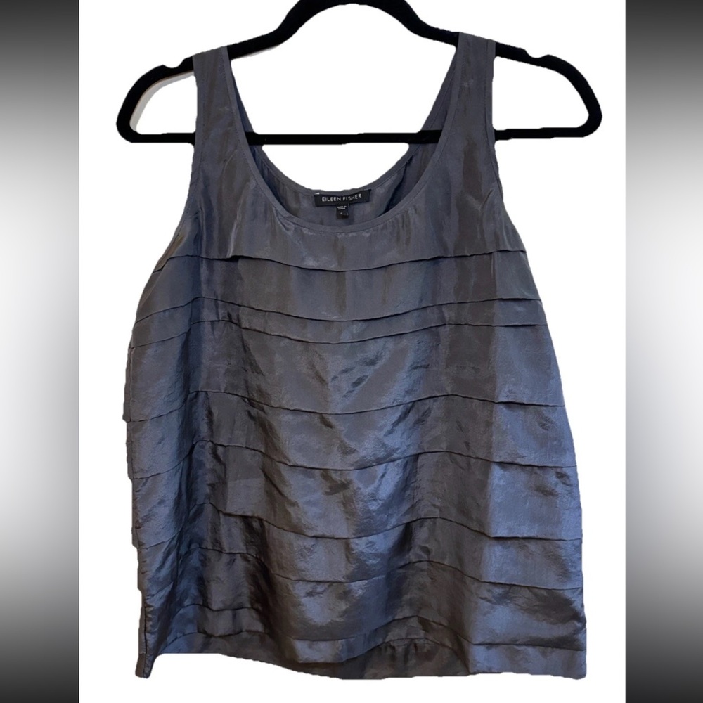 Eileen Fisher, 100% Silk, Gray Layered Women's Top